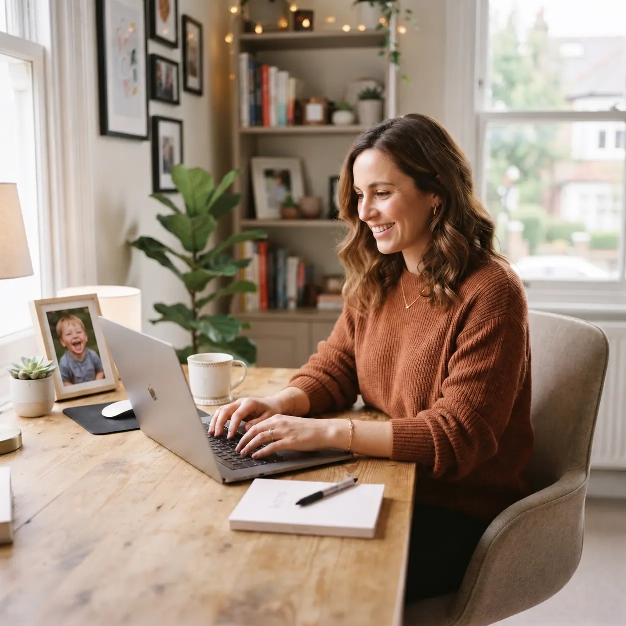 A mum working flexibly from her home office
